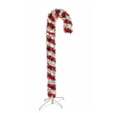 Kurt Adler Tinsel Candy Cane with LEDs 600L/6FT