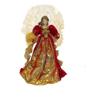 Kurt S. Adler® Angel Tree Topper Fiber-Optic LED Red & Gold 18IN