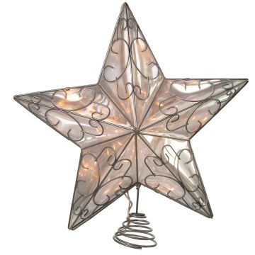 Kurt S. Adler® Silver Wire Star Snowfall Tree Topper 12IN