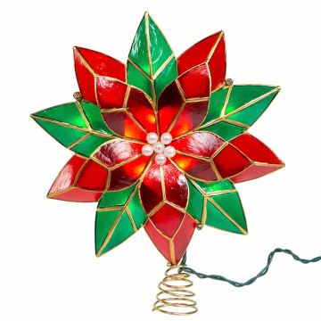 Kurt S. Adler® Capiz Poinsettia Tree Topper 10L/9.5IN