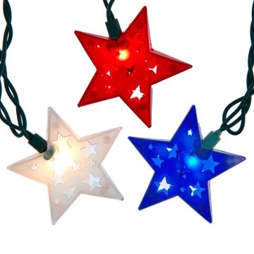 Kurt Adler Patriotic Star Light Set 10L/12FT