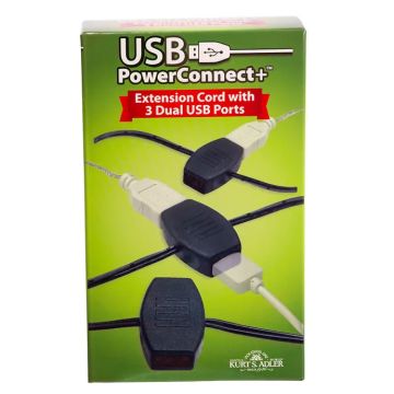 Kurt S. Adler® USB Power Extension Cord+ With Black Wire and 6 Ports 6FT