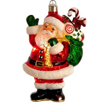 Kurt S. Adler® Santa With Gift Bag with Warm White LEDs Glass Ornament