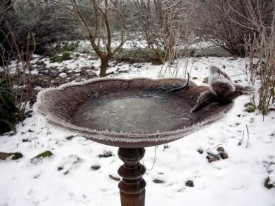 Add a heater or de-icer to any bird bath