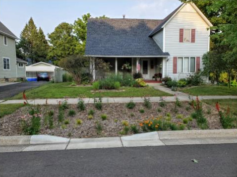 Photo of rain garden and smaller garden beds